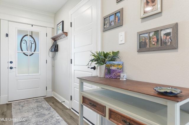 interior space with wood finished floors