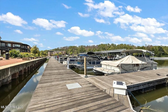 view of dock featuring a water view