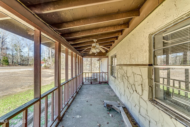 view of unfurnished sunroom