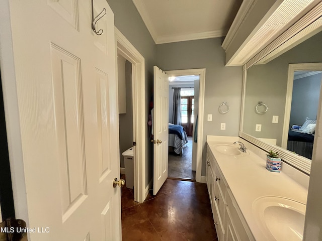 140 Whisper Lake Blvd, Madison, MS 39110 - full bathroom with ensuite bathroom, double vanity, ornamental molding, baseboards, and concrete floors