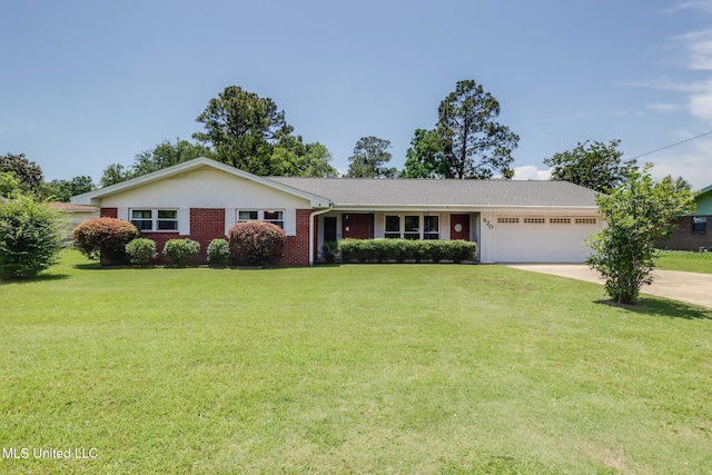 820 Lackland Dr, Biloxi, MS 39532 - ranch-style home featuring an attached garage, driveway, a front yard, and brick siding