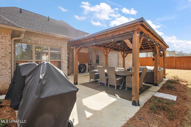 view of patio featuring a grill