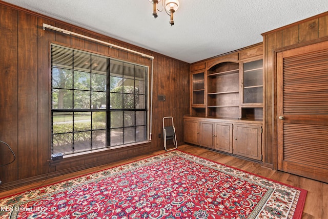 524 Champlin St, Gulfport, MS 39507 - unfurnished office with wood walls, a textured ceiling, and light wood-style floors
