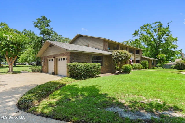 524 Champlin St, Gulfport, MS 39507 - view of side of property featuring an attached garage, a yard, brick siding, and driveway