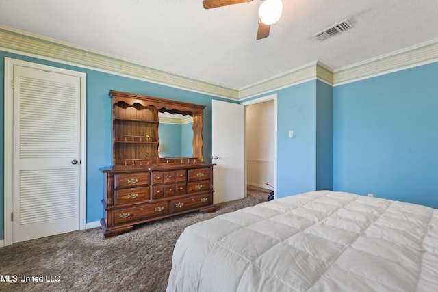524 Champlin St, Gulfport, MS 39507 - carpeted bedroom featuring ornamental molding and a ceiling fan