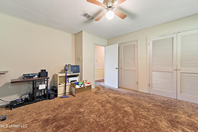 524 Champlin St, Gulfport, MS 39507 - carpeted office featuring ceiling fan and a textured ceiling
