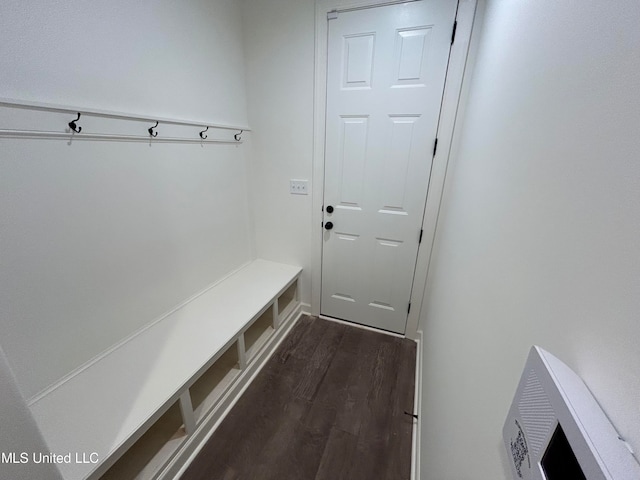 mudroom with dark wood-type flooring