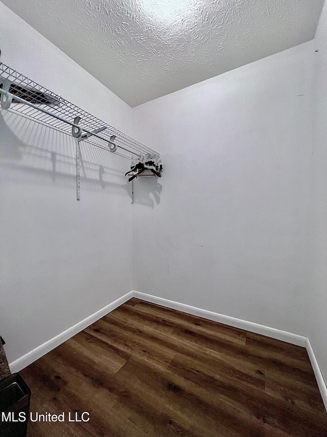 walk in closet featuring dark wood-style floors