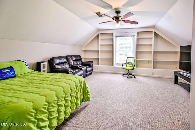 2948 Grove Meadows Dr, Nesbit, MS 38651 - carpeted bedroom with lofted ceiling and ceiling fan