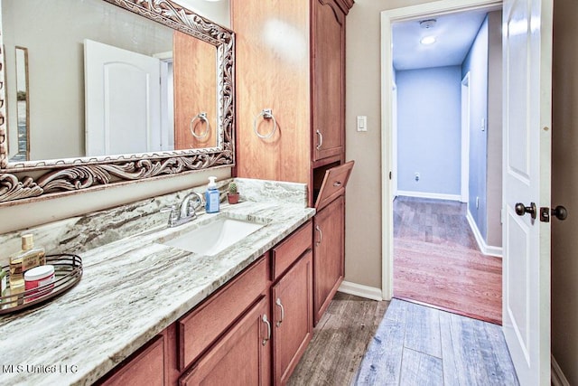 2948 Grove Meadows Dr, Nesbit, MS 38651 - bathroom with wood finished floors, vanity, and baseboards