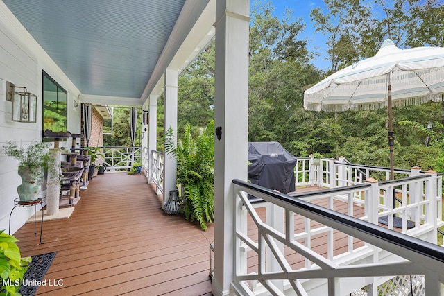 wooden deck with covered porch