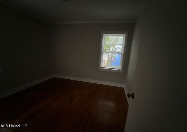 spare room with crown molding and hardwood / wood-style flooring