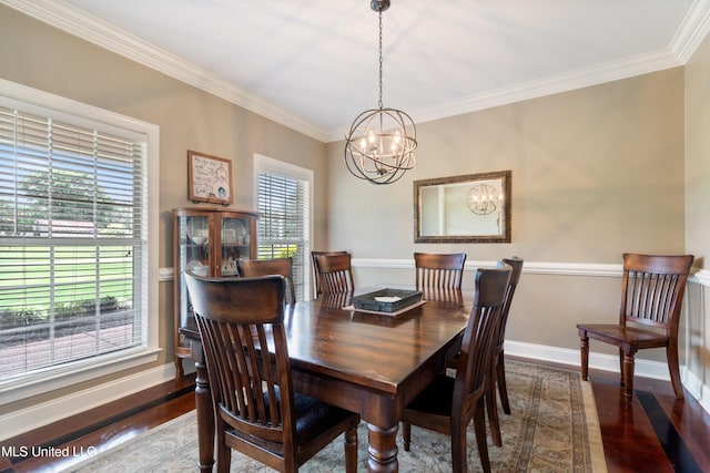 7247 Eastern Rd, Olive Branch, MS 38654 - dining area with a chandelier, dark wood finished floors, and ornamental molding