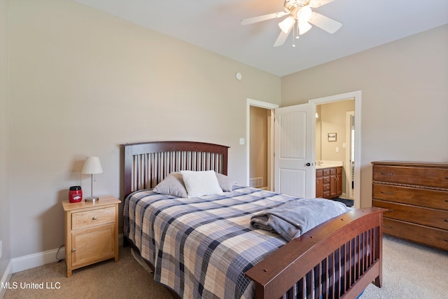 7247 Eastern Rd, Olive Branch, MS 38654 - bedroom featuring light carpet, ensuite bathroom, and ceiling fan