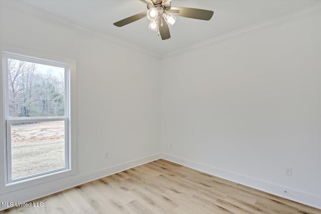 961 Mullican Rd, Florence, MS 39073 - empty room featuring light wood-style flooring, crown molding, baseboards, and ceiling fan