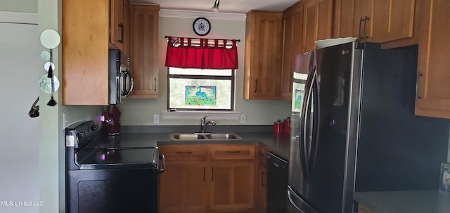 kitchen with black appliances and sink