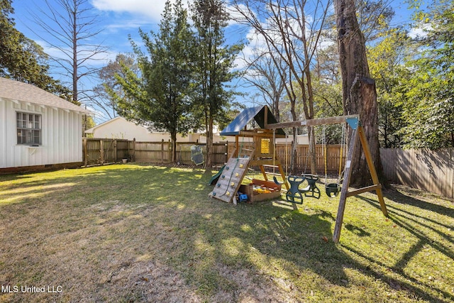 view of yard featuring a playground