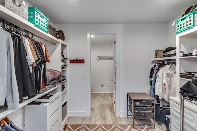 spacious closet featuring light wood-style floors