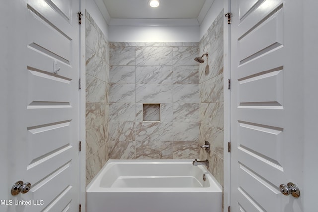 bathroom featuring washtub / shower combination