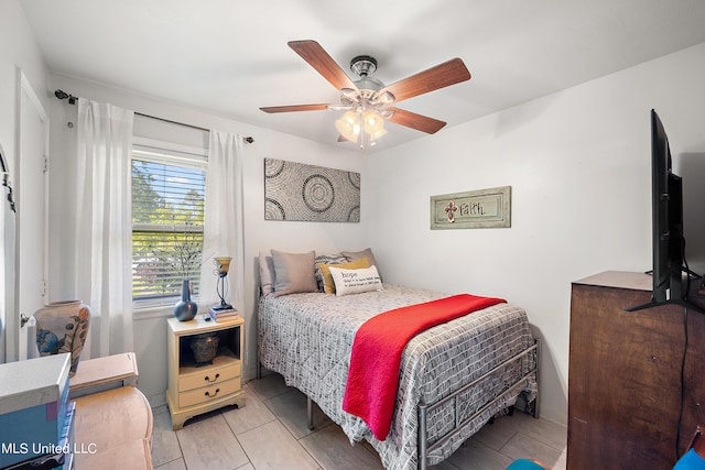 bedroom featuring ceiling fan