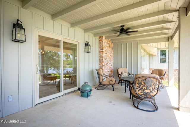 view of patio / terrace featuring ceiling fan