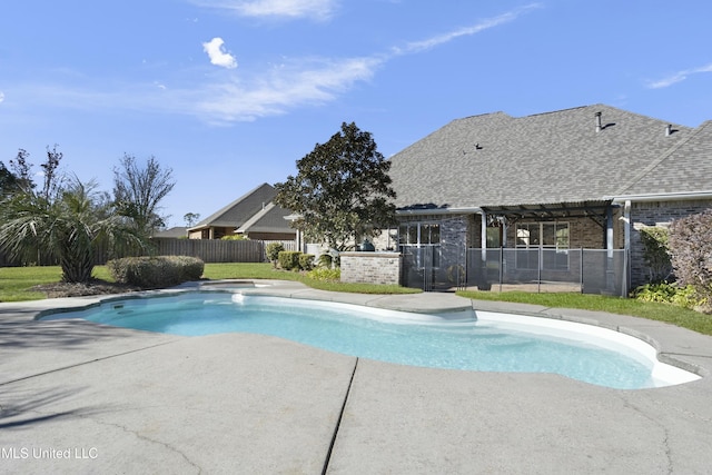 view of swimming pool featuring a patio area and a pergola