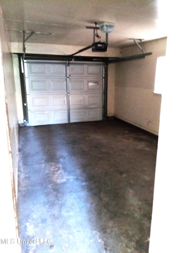 garage with a garage door opener