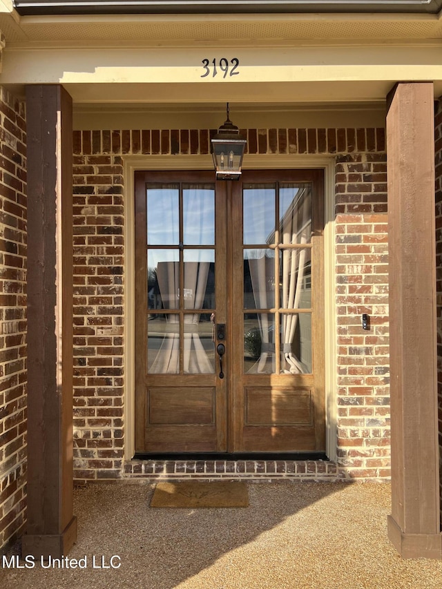 view of exterior entry with french doors