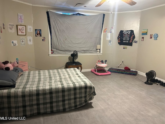 202 Dewey St, Itta Bena, MS 38941 - bedroom featuring ornamental molding and ceiling fan