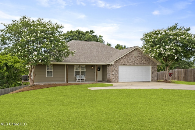 12 Mercer Dr, Petal, MS 39465 - view of front of house featuring concrete driveway, a garage, a shingled roof, covered porch, and brick siding