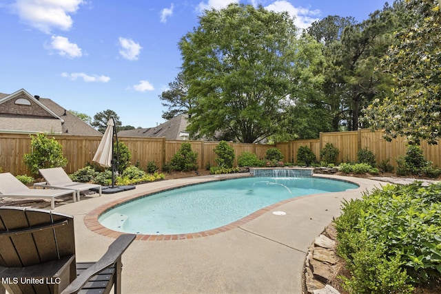 view of pool featuring a fenced backyard and a patio area