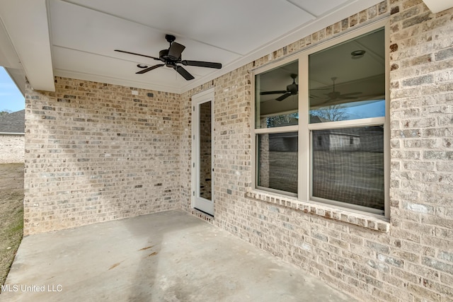 view of patio / terrace with ceiling fan