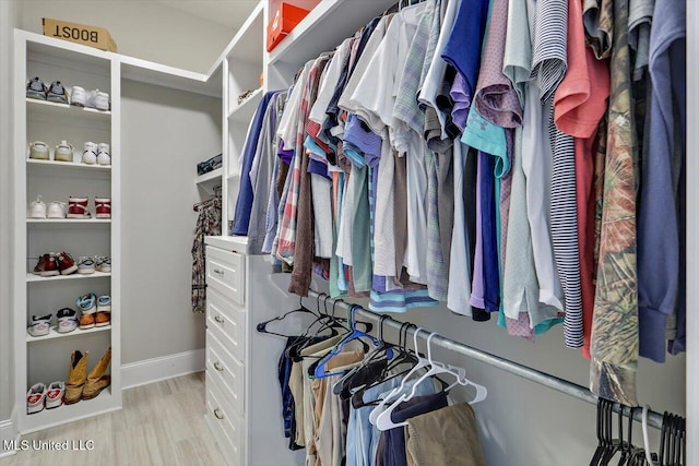 walk in closet featuring wood finished floors
