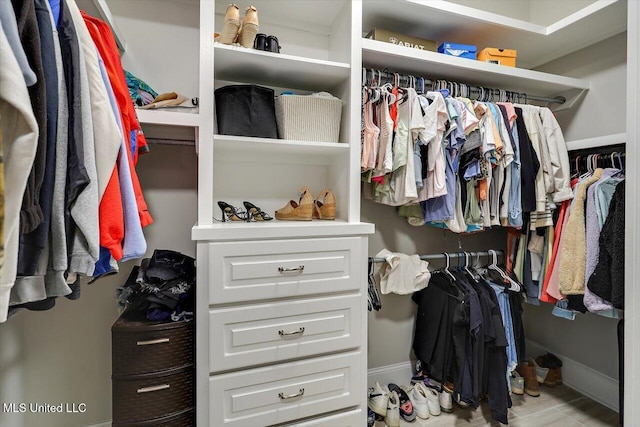 view of walk in closet