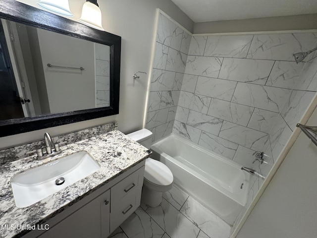 105 Poplar Dr, Brandon, MS 39047 - bathroom with vanity, marble look tiles, and shower / bath combination