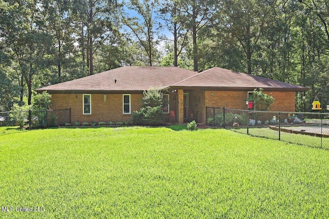 ranch-style home with a front yard