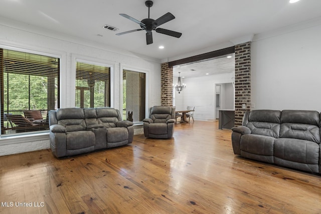 123 Klaas Blvd, Madison, MS 39110 - living area featuring hardwood / wood-style floors, ceiling fan, a chandelier, and recessed lighting