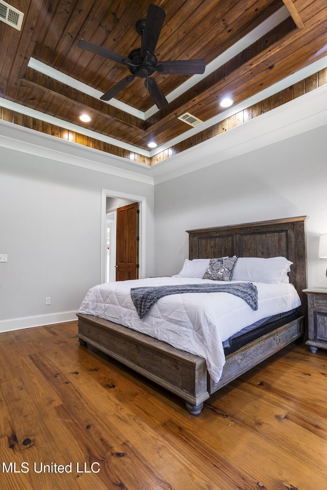 123 Klaas Blvd, Madison, MS 39110 - bedroom with wood ceiling, wood finished floors, recessed lighting, and ceiling fan