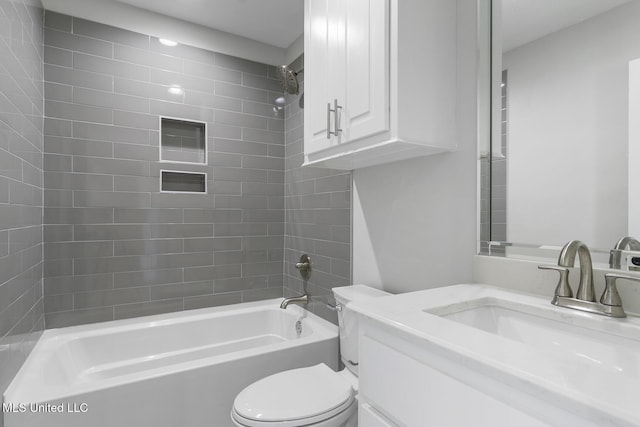 111 Grand Oak Blvd, Clinton, MS 39056 - bathroom featuring toilet, vanity, and bathtub / shower combination