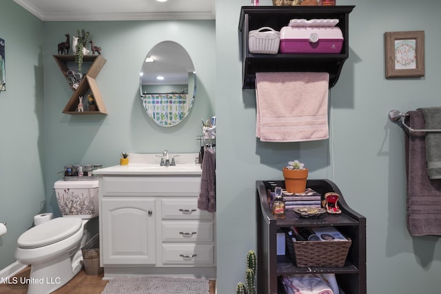 56 53rd St, Gulfport, MS 39507 - full bathroom featuring vanity, tile patterned flooring, and ornamental molding