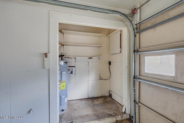 garage with water heater