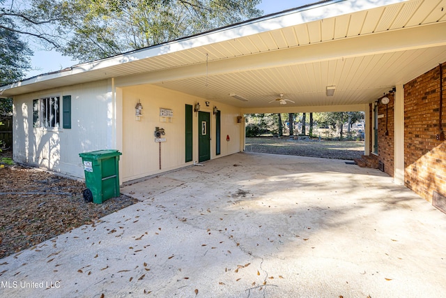 exterior space featuring a carport