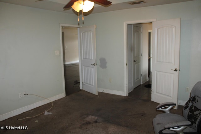 unfurnished bedroom with ceiling fan