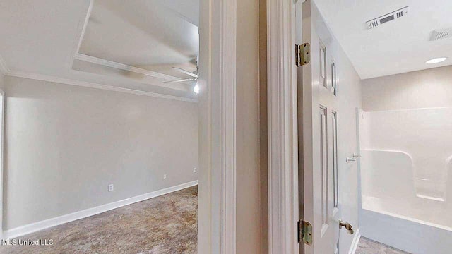 594 Acorn Ln, Brandon, MS 39047 - hall with carpet and ornamental molding