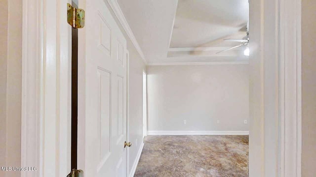 594 Acorn Ln, Brandon, MS 39047 - spare room with a ceiling fan, crown molding, and a raised ceiling