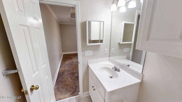 594 Acorn Ln, Brandon, MS 39047 - bathroom with crown molding and vanity