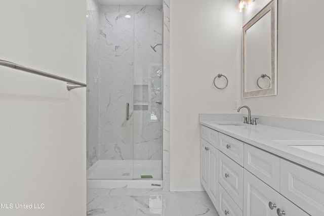 124 Court St, Bay Saint Louis, MS 39520 - full bath featuring marble finish flooring, a marble finish shower, and double vanity