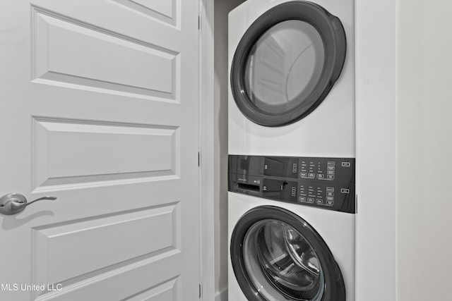 124 Court St, Bay Saint Louis, MS 39520 - washroom with stacked washing machine and dryer