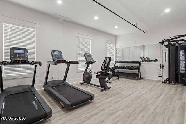 124 Court St, Bay Saint Louis, MS 39520 - workout area with recessed lighting and wood finished floors