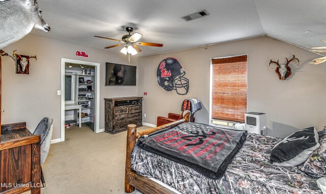 4661 Wildwood Rd, Benton, MS 39039 - bedroom with carpet floors, vaulted ceiling, a ceiling fan, and baseboards